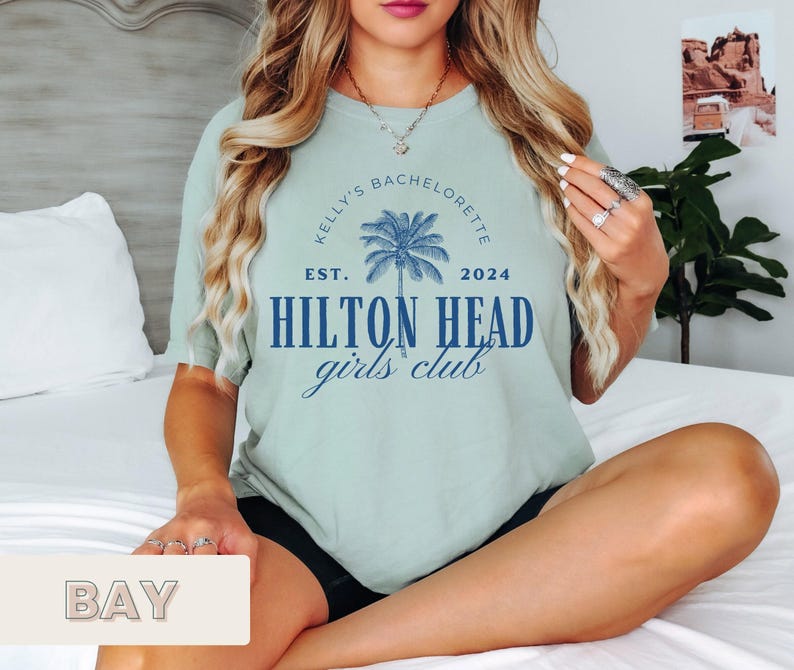 Custom Girls Club Beach Bachelorette Shirt - Luxe Country Club Tee - Hilton Head Bachelorette - Personalized Bridal Party T-Shirt image 3