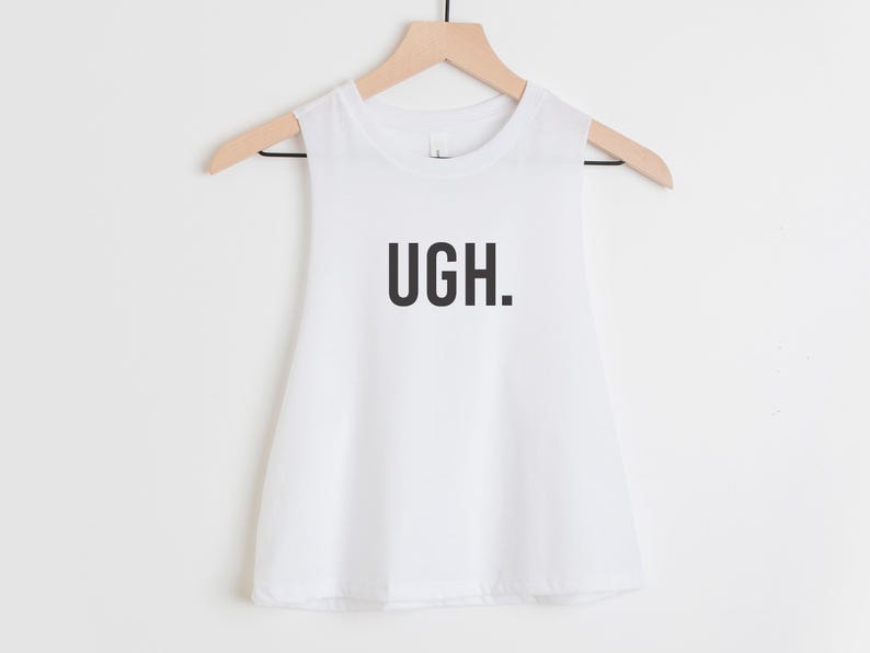Regata cropped divertida para treino – Camiseta "Ugh" para academia feminina – Regata para levantamento de peso imagem 4