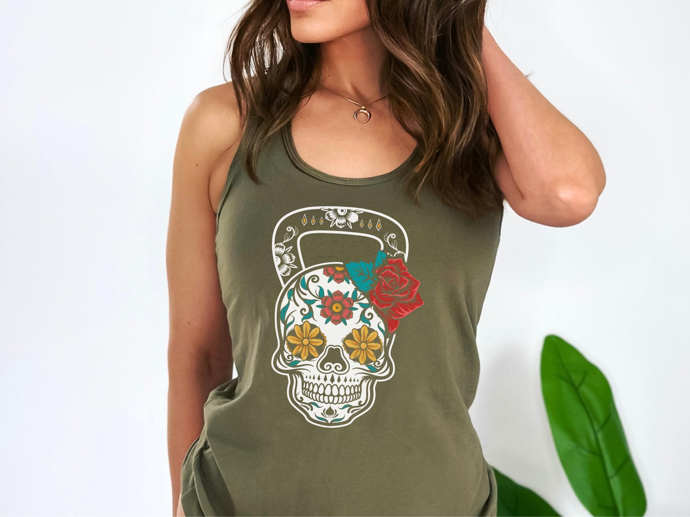 sugar skull tank top womens