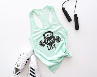 Live Love Lift workout tank | Weightlifing shirt | Weightlifting shirt | Workout shirts for women | Gym shirts | Fitness apparel