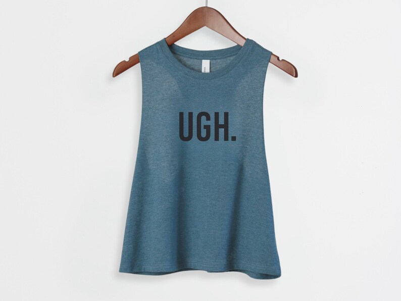 Regata cropped divertida para treino – Camiseta "Ugh" para academia feminina – Regata para levantamento de peso imagem 7