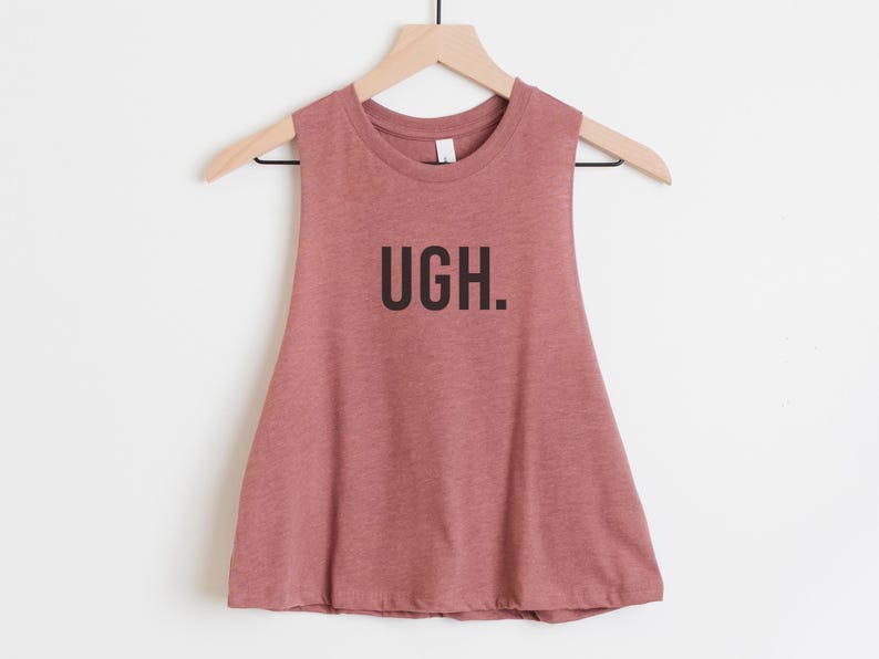 Regata cropped divertida para treino – Camiseta "Ugh" para academia feminina – Regata para levantamento de peso imagem 5