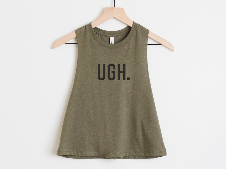 Regata cropped divertida para treino – Camiseta "Ugh" para academia feminina – Regata para levantamento de peso imagem 6