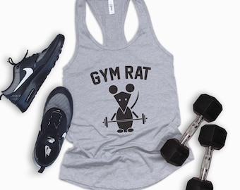 Gym Rat Workout Tank Top - Lightweight, Soft Racerback Exercise shirt for Women, Funny Gym Pump Cover shirt