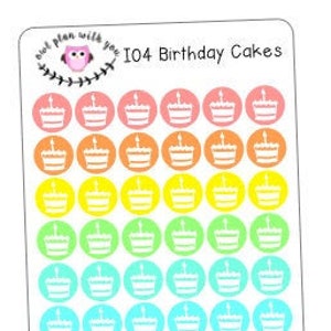 I04 || 48 Birthday Cake Icon Stickers
