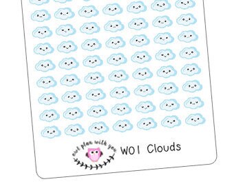 W01 || 91 Cloud Weather Tracking Stickers