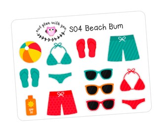 S04 || 14 Summer Swimming Stickers