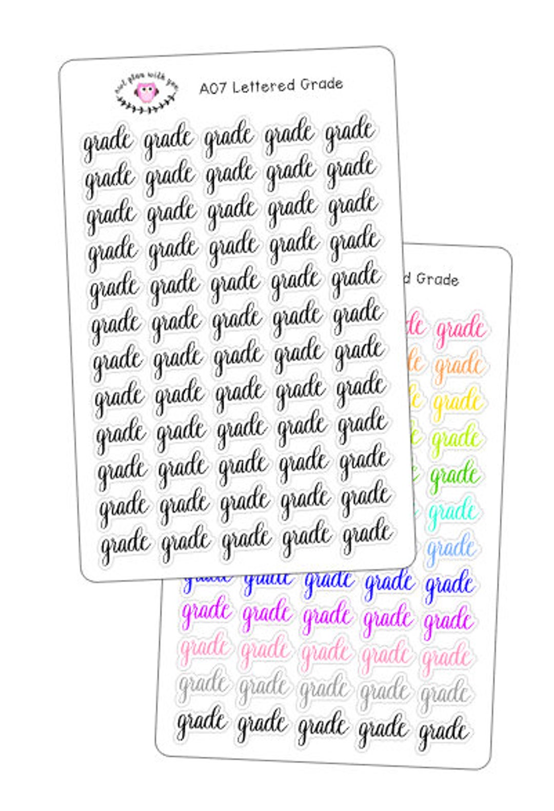Grade Paper Sticker A07 || Hand-lettered Grade Stickers - Etsy
