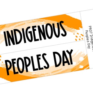 Può includere: Segnalibro stampabile arancione e bianco con il testo "Giornata dei popoli indigeni" e il logo "Out of the Woods with Owl"