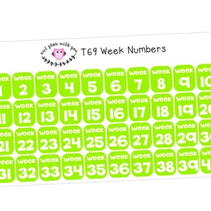 T69 40 Week Number Stickers image 1
