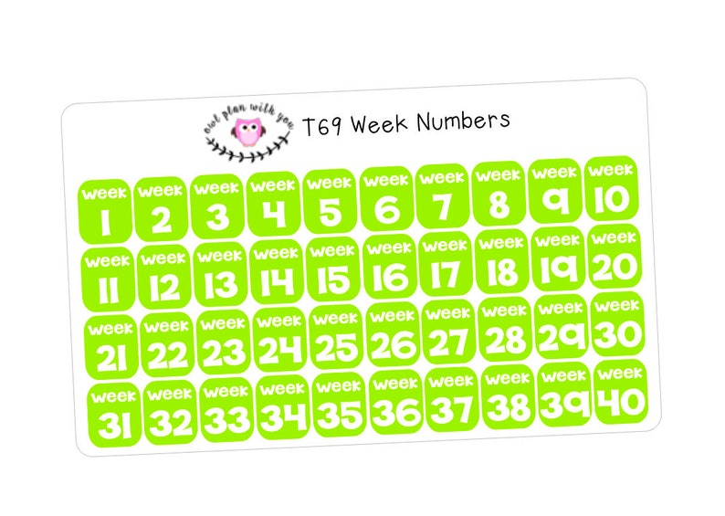 T69 40 Week Number Stickers image 1