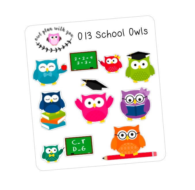 O13 || 9 School Owls Stickers