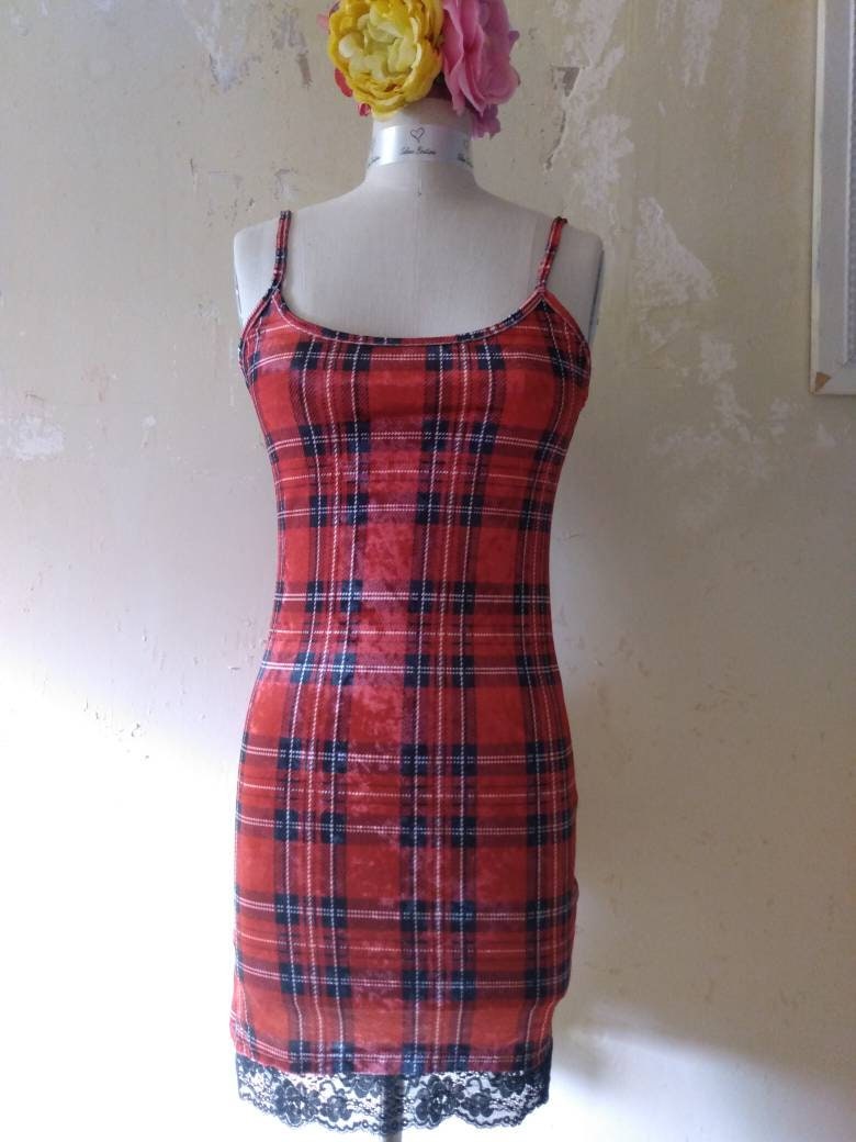 dark blue sheath dress Korean Style Plaid Camisole Dress (Purple/Green) – The Kawaii Factory main image 0
