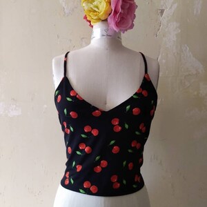 Women&#39;s Cherries Print Top M L XL Backless Spaghetti Straps Summer  Top NEW@SelenaBoutique!