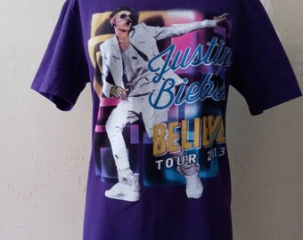 Vintage Justin Bieber Shirt Believe Tour Shirt Medium Purple HARD