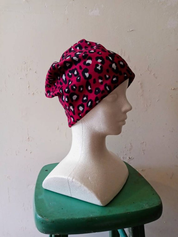 Women's Magenta Cheetah Print Beanie OS 