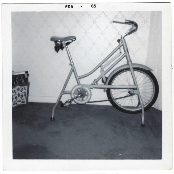 Goals. Vintage snapshot of an exercise bike.