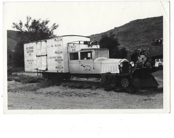 The Galloping Goose. Vintage snapshot photo of a Rio Grande Southern Railroad car for the U.S. Mail Express.