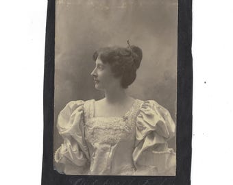 Gilded Age Portrait, Young Woman in White Dress - Vintage Photograph