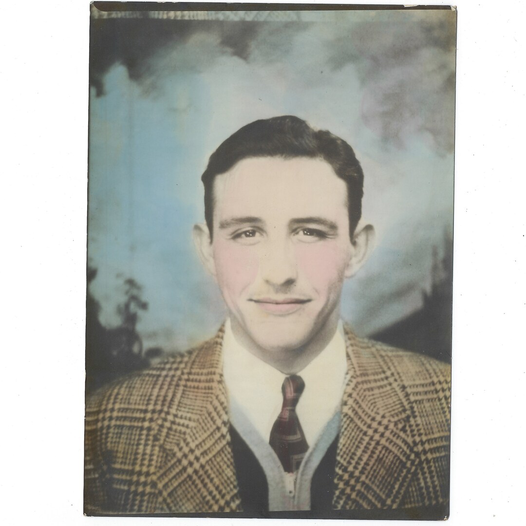 Patterns Enlarged Tinted Vintage Photo Booth Portrait of a Etsy