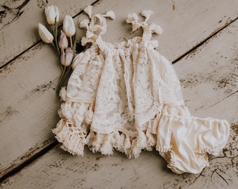 Elena off the shoulders boho outfit photography prop cake smash sitter outdoor baby romper US duty pre paid