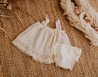 Natalie sitter and cake smash outfit boho lace photography dress baby girl outfit US customs pre paid