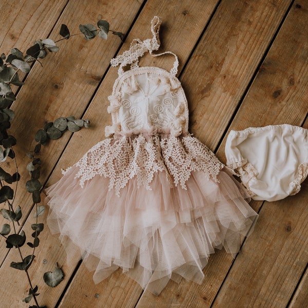 Alice LAVENDER Boho vintage baby dress for cake smash outdoor sitter photography lace photo prop UK seller