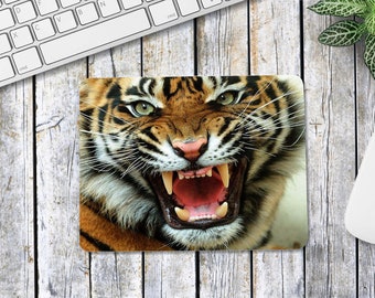 UK Seller Anti-Slip Gamimg Mouse Pad Mat PC Laptop Orange Tiger Cub Cat White 