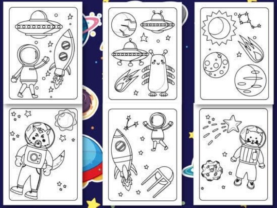 digital 30 pages space colouring book 1 pdf printable etsy
