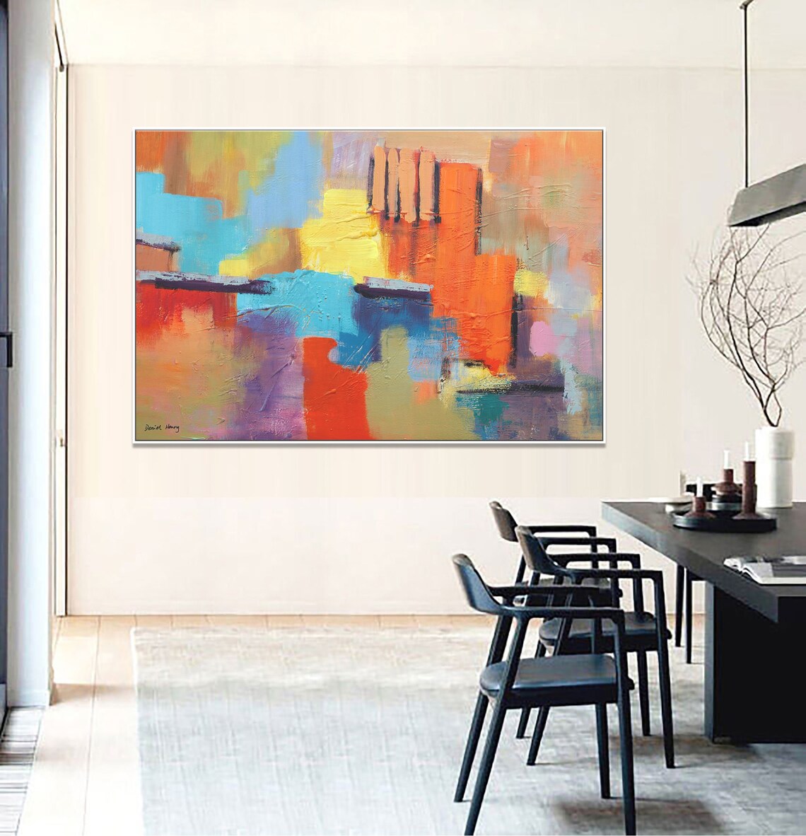 Abstract Oil Painting Kitchen Wall Decor Canvas Painting Etsy
