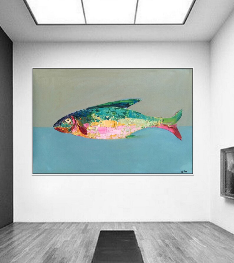 Abstract Oil Painting Fish Original Abstract Art Abstract - Etsy
