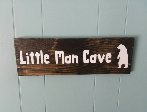 Little Man Cave Sign Woodland Nursery Decor Baby Room Bear Theme Baby Shower Gift