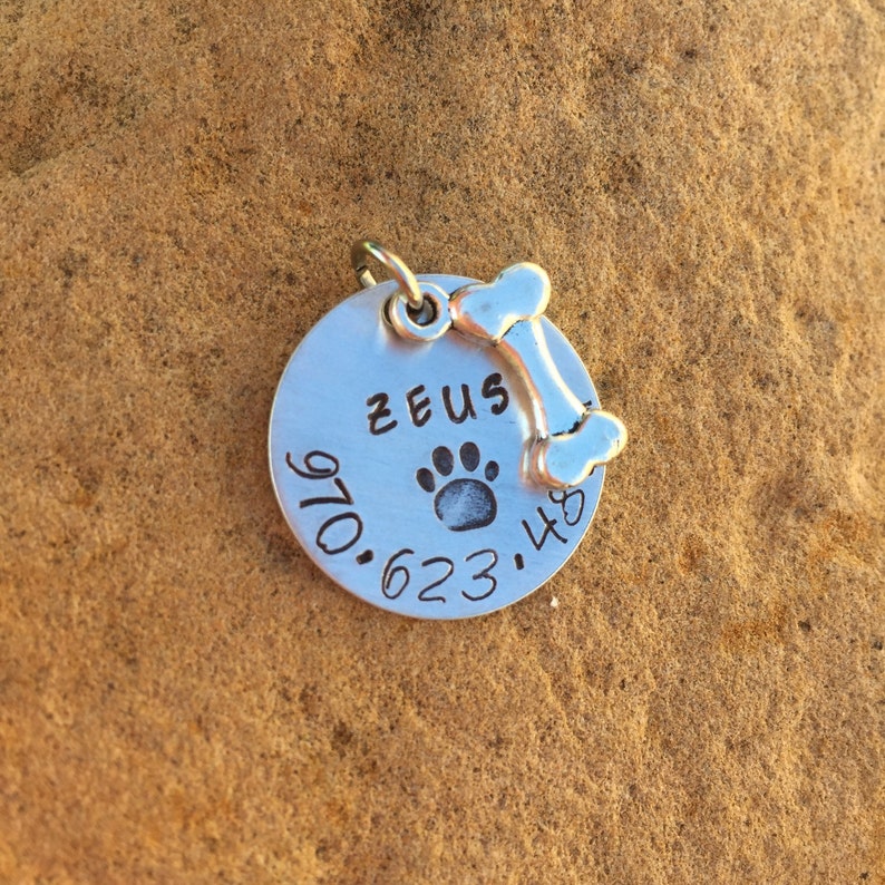 Pet Id Tag Dog Tag Name Tag for Dog Name Id for Pet Dog Id Hand Stamped