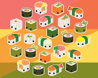 Sushi stickers pack of 24