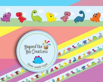 Cinta Washi de dinosaurios 10 m x 15 mm