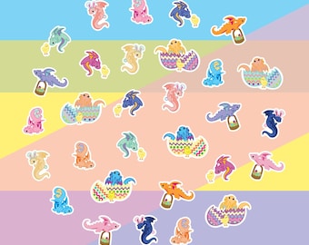 Juego de 30 pegatinas de dragones de Pascua