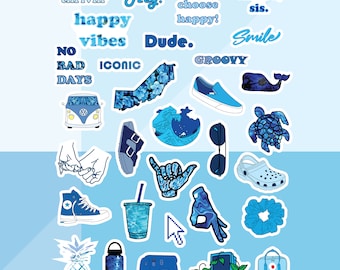 Blue Aesthetic, VSCO Sticker Pack- 30 Count Sticker Pack