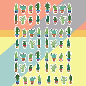 Buntes Kaktus Aufkleber Set von 50+