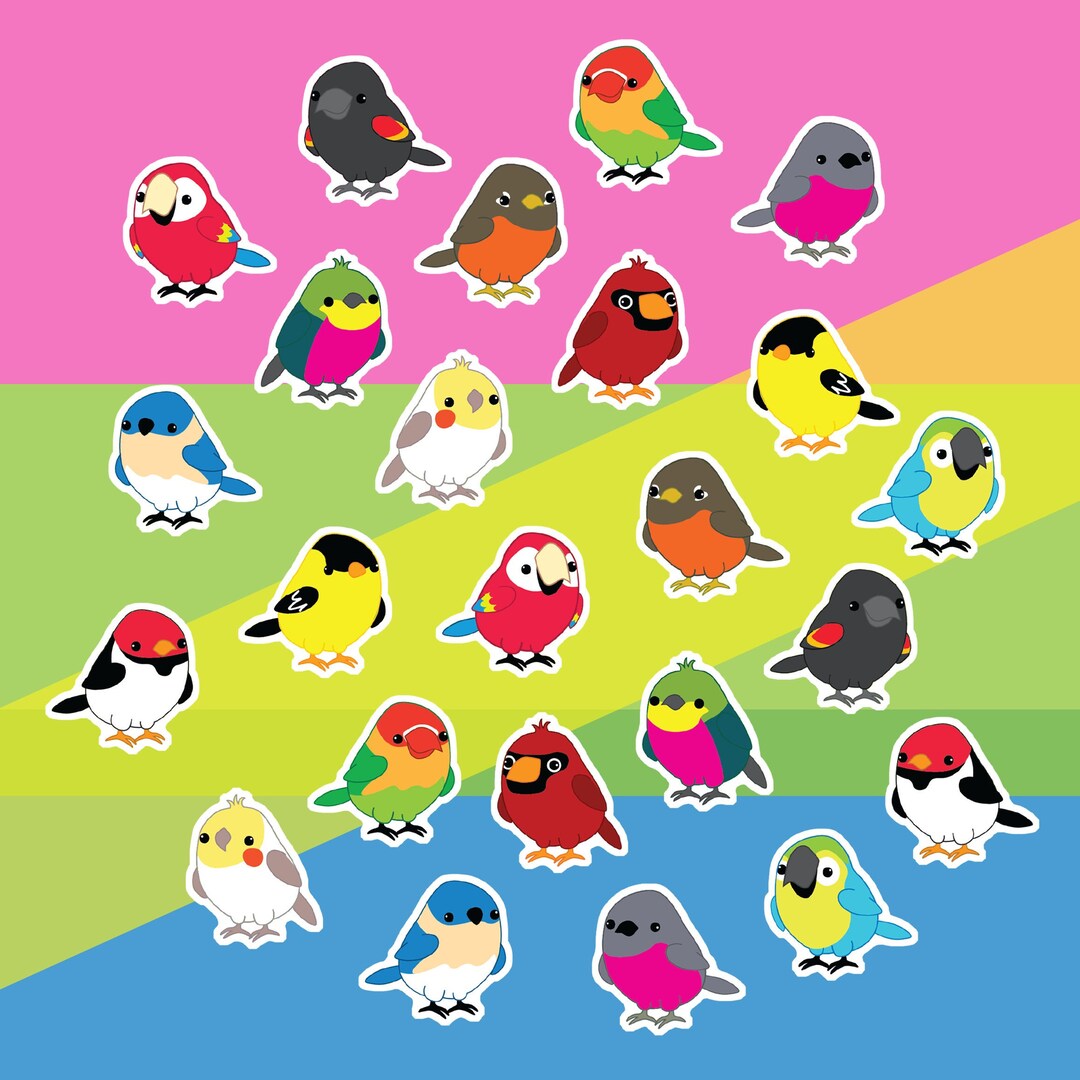 Birds Stickers Pack of 24 - Etsy