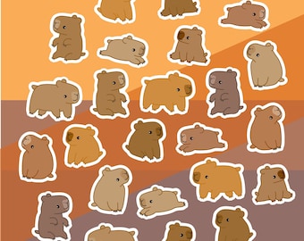 Capibara-stickers, pak van 24 inch