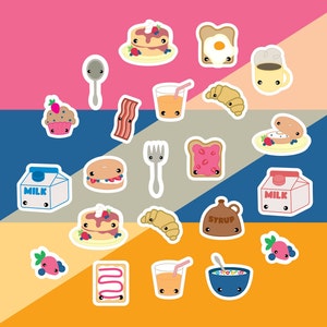 Juego de pegatinas de desayuno de más de 20