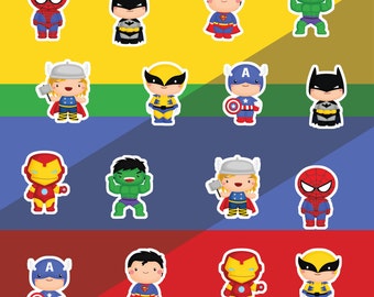 Set de 15 o más pegatinas de superhéroes de Marvel