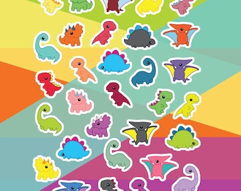 Buntes Dino Sticker Set von 30+