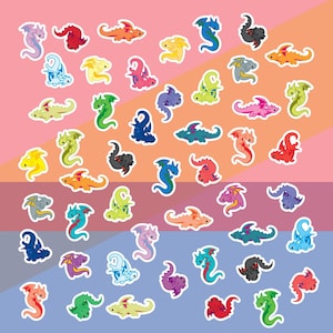 Colorful dragon stickers set of 45+