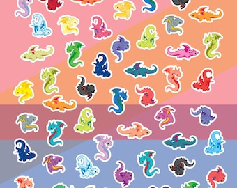 Buntes Drachen Sticker Set von 45+