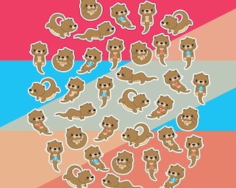 Pack de más de 35 pegatinas de nutrias