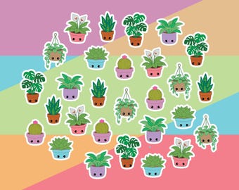 Paquete de más de 25 pegatinas de plantas