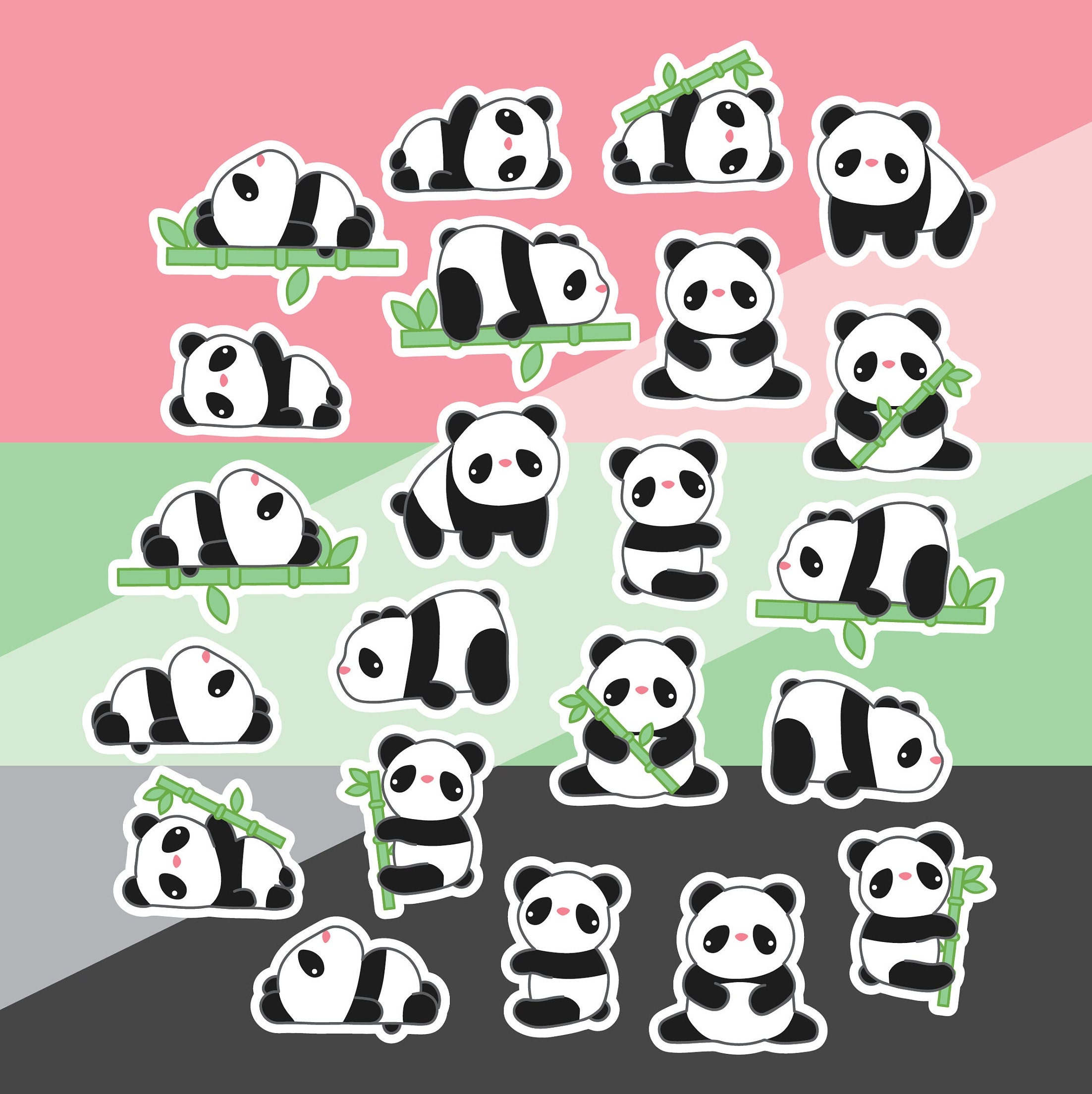 Panda Mini Sticker Panda Stickers Pack of 20+ - Etsy