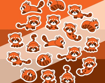 Roter Panda Aufkleber im Pack mit 15+
