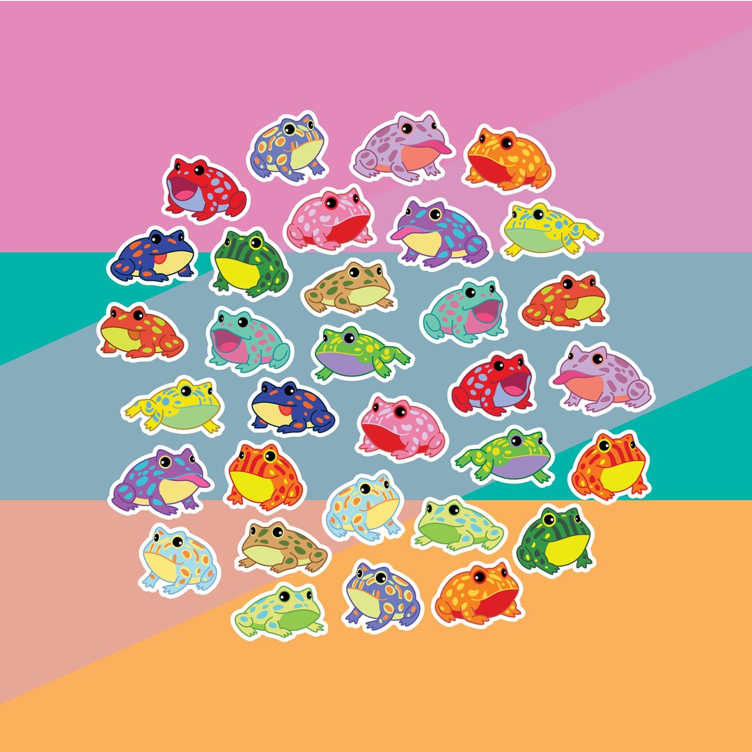 Frog Stickers Pack of 32 - Etsy